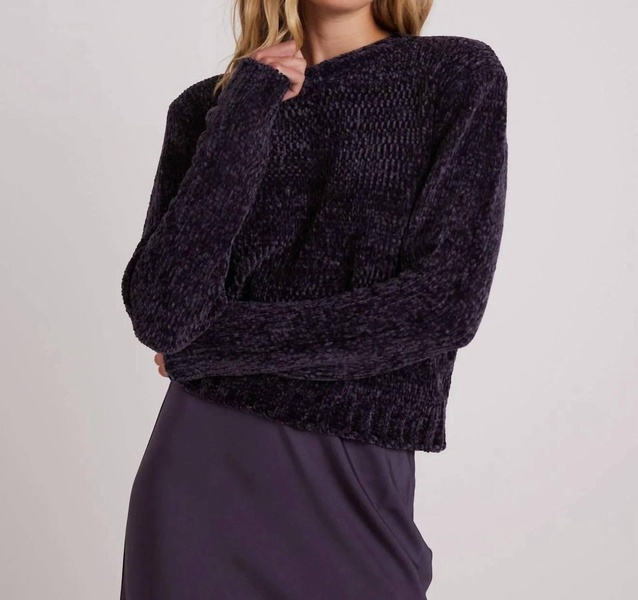 crew neck chenille sweater in galaxy smoke