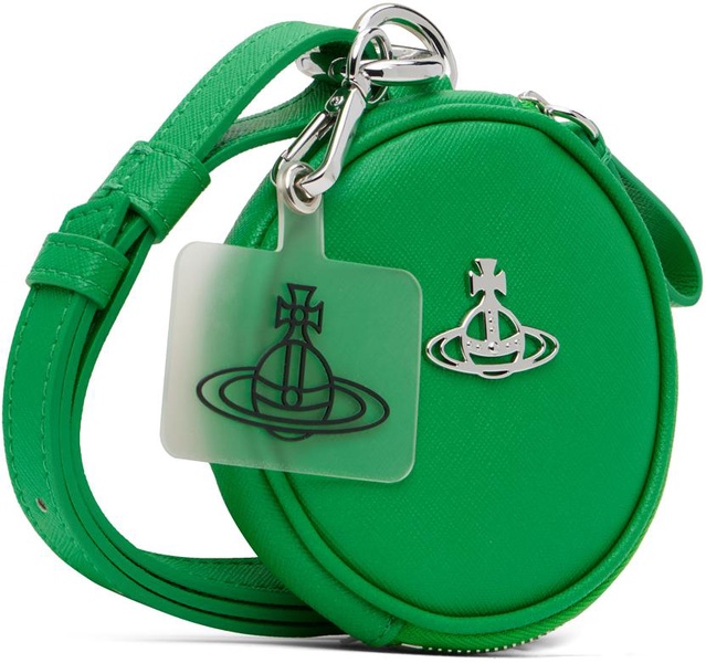 Green Phone Lanyard Faux-Leather Pouch