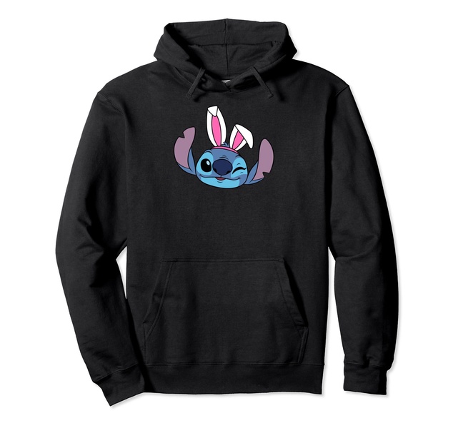 Amazon Essentials Disney Stitch Winking Spring Easter Bunny Ears Pullover Hoodie