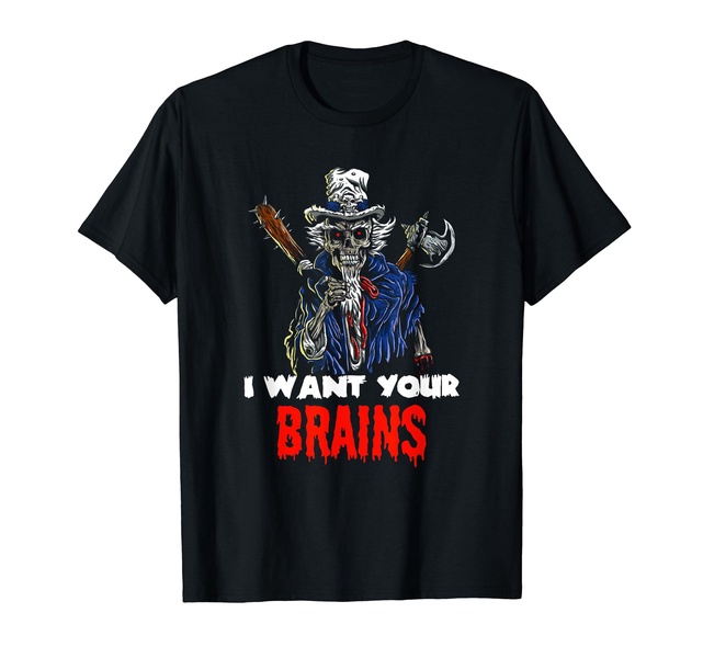 Patriotic Lincoln Zombie Wants Your Brains Halloween T-Shirt