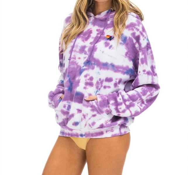 hand dyed tie dye relaxed pullover hoodie in purple