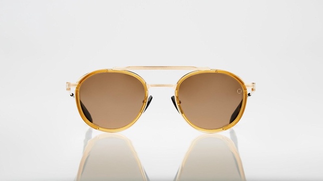 Sky Mapper - Brushed White Gold & Crystal Amber & Sunglasses