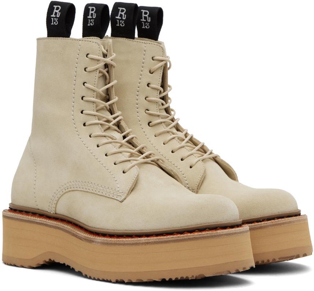 Beige Single Stack Boots