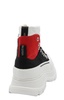 Alexander Mcqueen White Black And Red Canvas Tread Slick Lace Up Fastening Boots