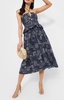 handkerchief peplum tie midi in navy