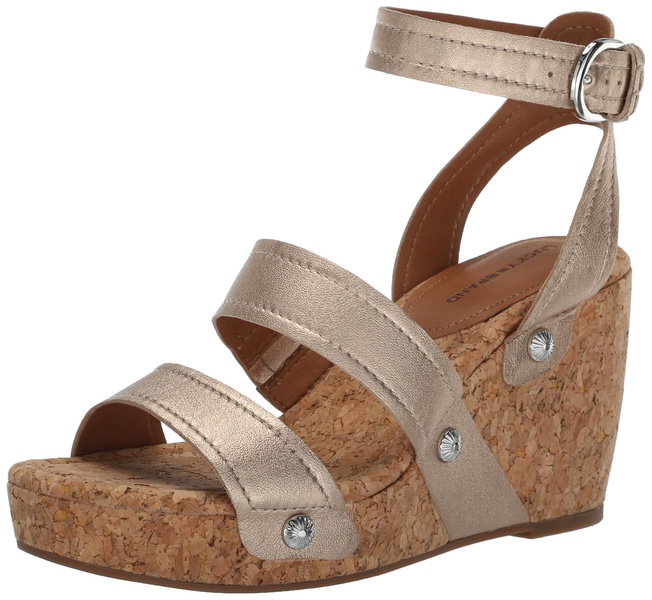 Lucky Brand Women's VALINTINA Wedge Sandal, Stardust, 8.5