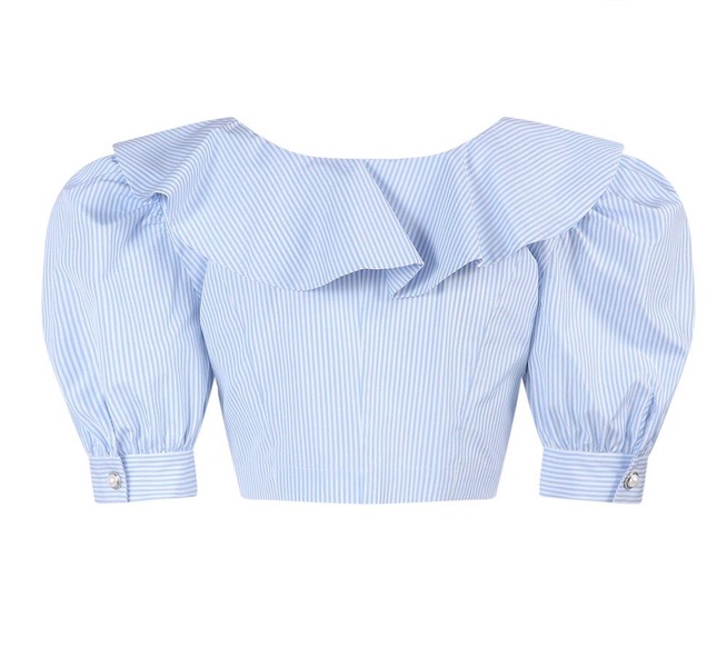 Alessandra Rich Balloon-Sleeve Cropped Top