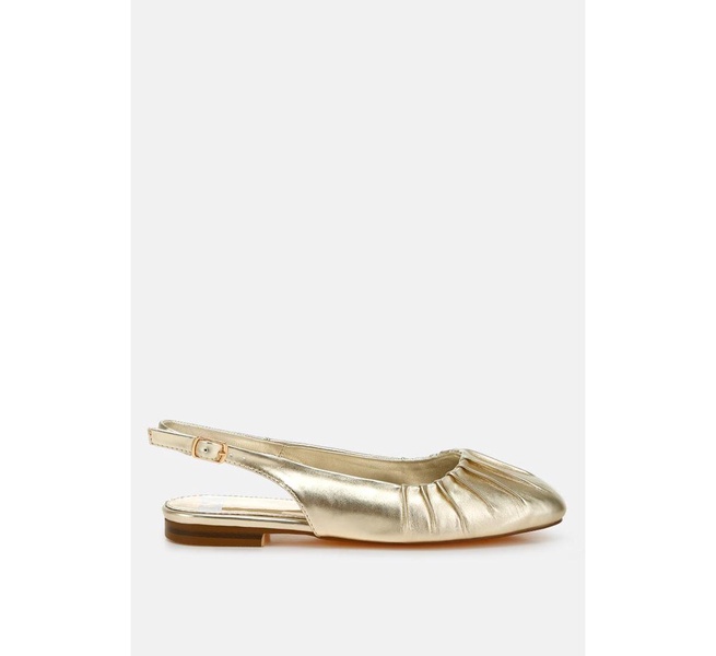 Berni Metallic Square Toe Flat Slingbacks