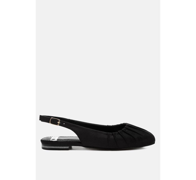 Cheeni Satin Square Toe Flat Slingbacks