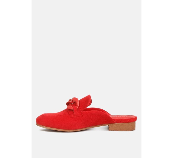 KRIZIA Womens Chunky Chain Suede Slip On Mules