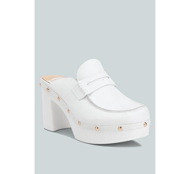 Lyrac Recycled Leather Platform Clogs In White