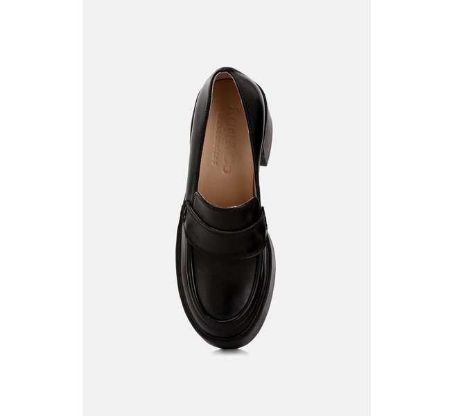 Elspeth Womens Heeled Platform Leather Loafers