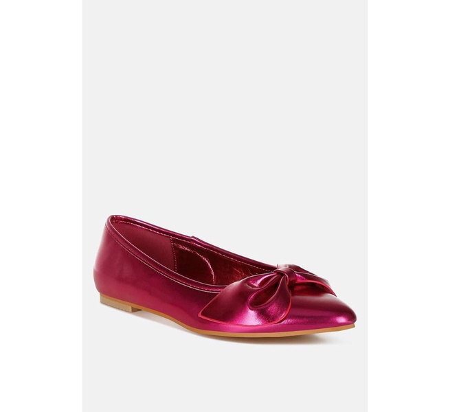 Bromelia Metallic Pleather Bow Ballerinas