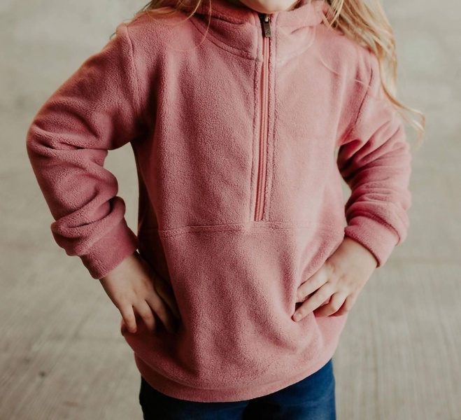 girl's youth halfzip sweatshirt in cozy cutie raspberry