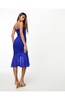 Vesper cami strap midi dress with chiffon detail hem in cobalt