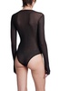 Andrea Adamo Semi-Sheer V-Neck Ribbed Bodysuit