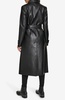 Women's Belted Faux-Leather Trench Coat