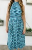 mindy shirred midi dress in mod geo