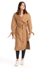 head over heels collarless robe coat - camel