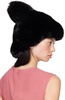 Black Fluffy Bow Faux-fur Hat