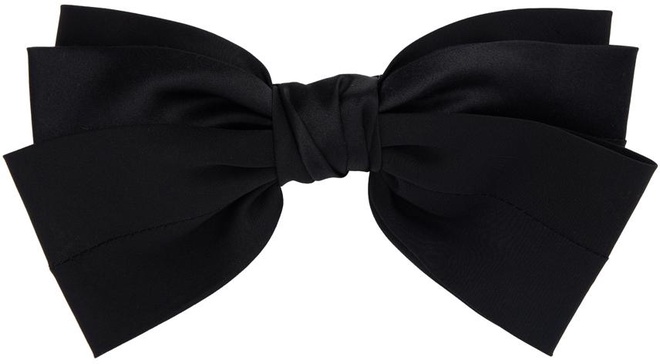 Black Classic Silk Bow Barrette