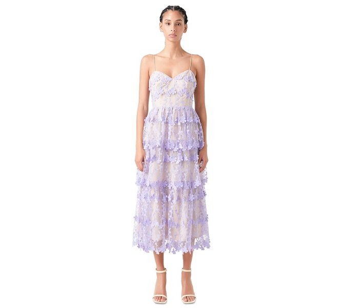 Women's Crochet Tiered Midi Dress