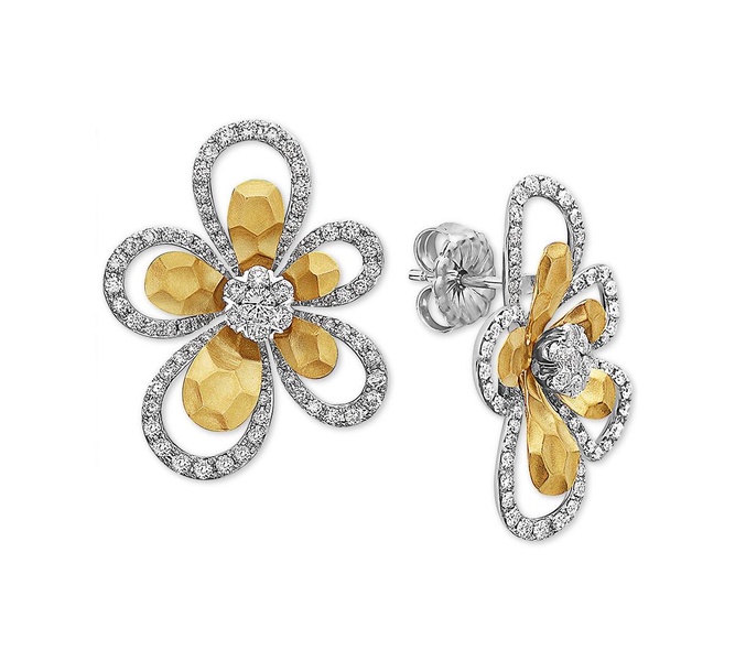 EFFY® Diamond Flower Drop Earrings (1-1/3 ct. t.w.) in 14k Gold & White Gold