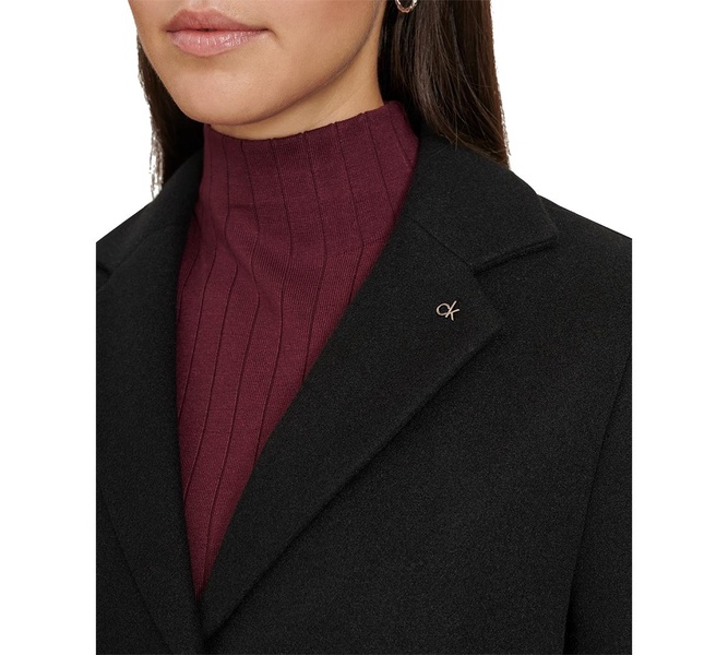 Petite Notched-Collar Single-Breasted Coat