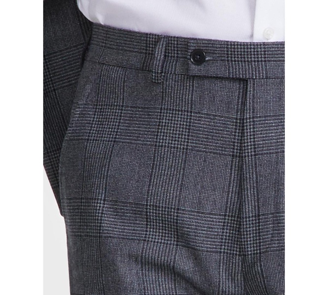 Men's Slim-Fit Gray Plaid Wool-Blend Suit Separate Pants