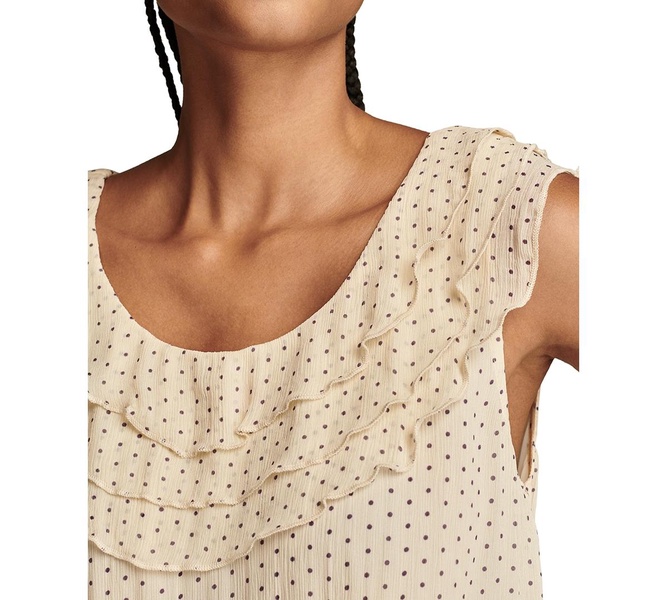 Women's Dotted Ruffled Sleeveless Top