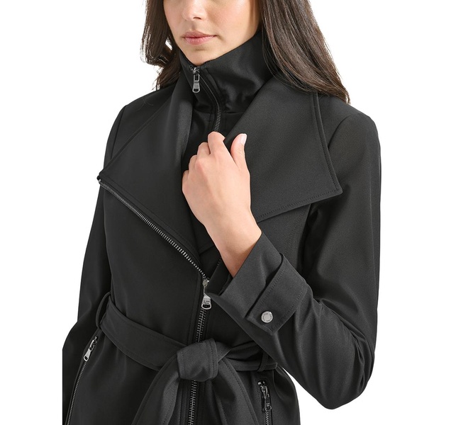 Petite Belted Long-Sleeve Wrap Coat