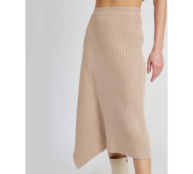 Women's Elaine Ribbed Asymmetric-Hem Midi Skirt