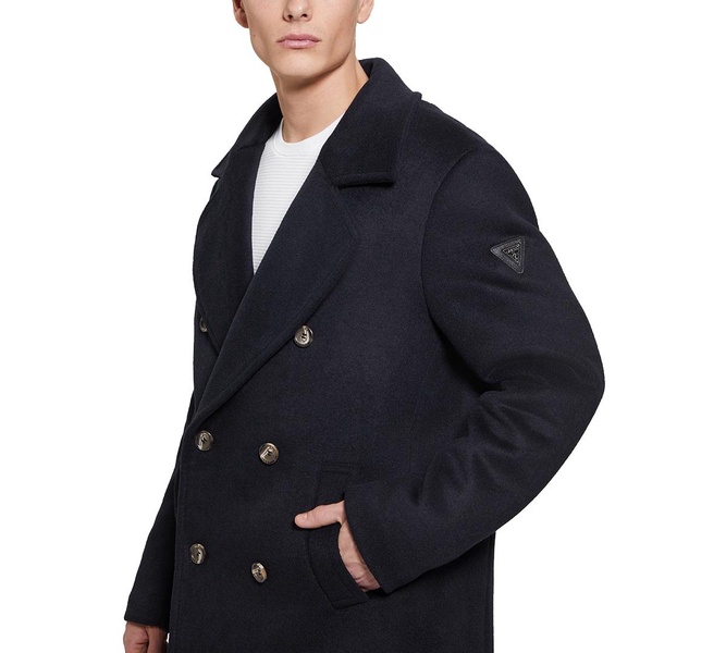 Men's Peacoat with Removable Nylon Hooded Inset