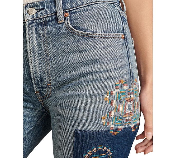 Women's Mid-Rise Patchwork-Detail Jeans