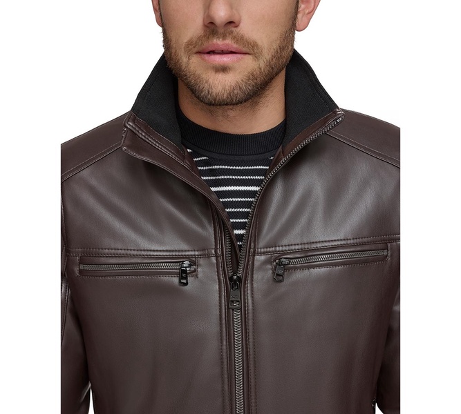 Men's Faux Leather Moto Jacket, Created for Macy's