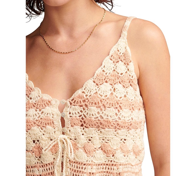 Women's Cotton Crochet Tie-Front Tank