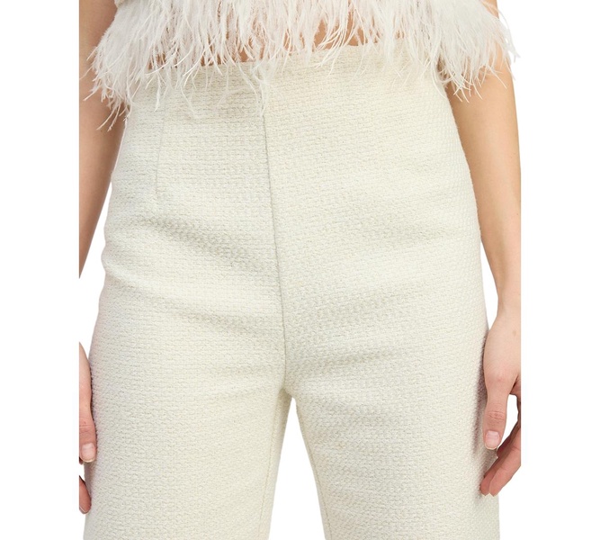 Women's Arden High-Rise Feather-Trim Pants