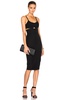 Wool Gabardine Rib Cut Out Fitted Dress