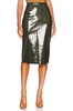 faux patent leather midi skirt in olive