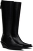 Black Auke Pointy Medium Heel Tall Boots