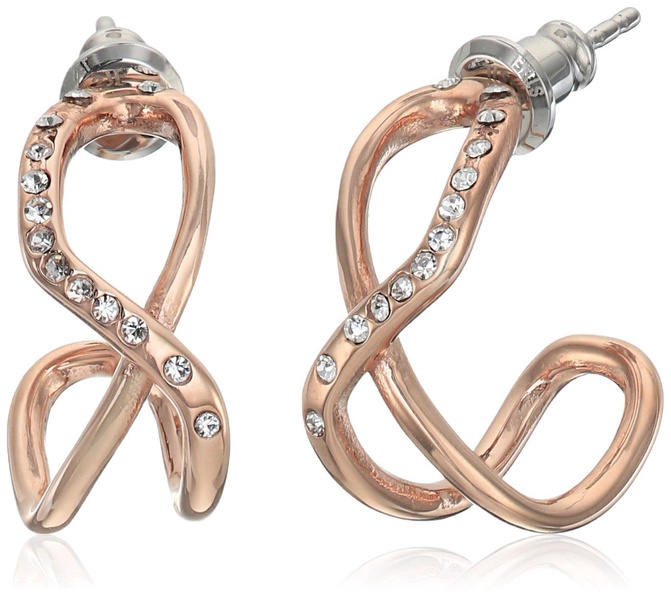 Fossil Glitz Twist Rose Gold Hoop Earrings