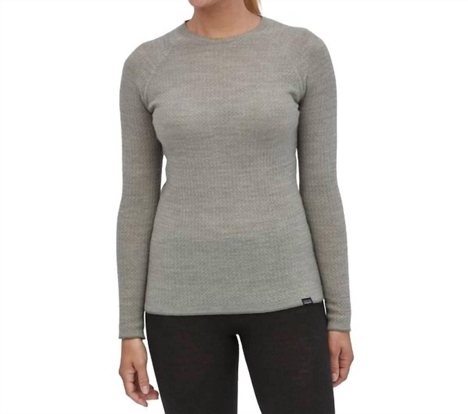 women's cap air crew long sleeve top in feather grey x-dye