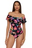 Trina Turk Women's Monaco One Piece Swimsuit, Off Shoulder, Bathing Suits