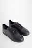 Black Low Top Sneakers with Logo Lettering Detail in Leather Man