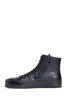 raven high-top sneakers in grained shiny calfksin