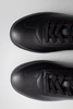 Black Low Top Sneakers with Logo Lettering Detail in Leather Man