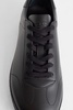 Black Low Top Sneakers with Logo Lettering Detail in Leather Man