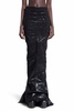 lido dirt pillar skirt in foil stretch denim