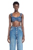 denim bra with overall buckled strap