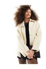 Mango brushed bomber jacket in beige